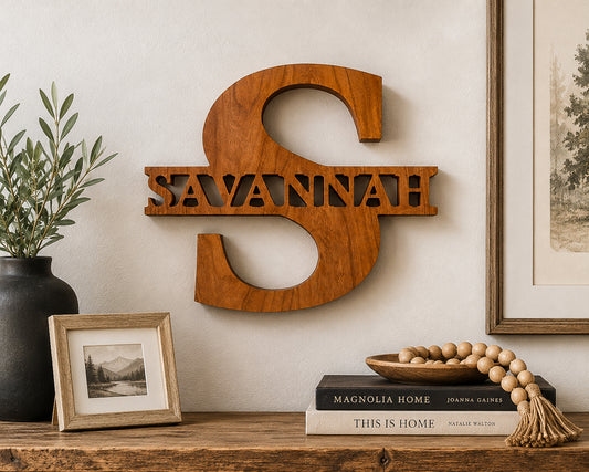 Personalized Cherry Wood Name Sign