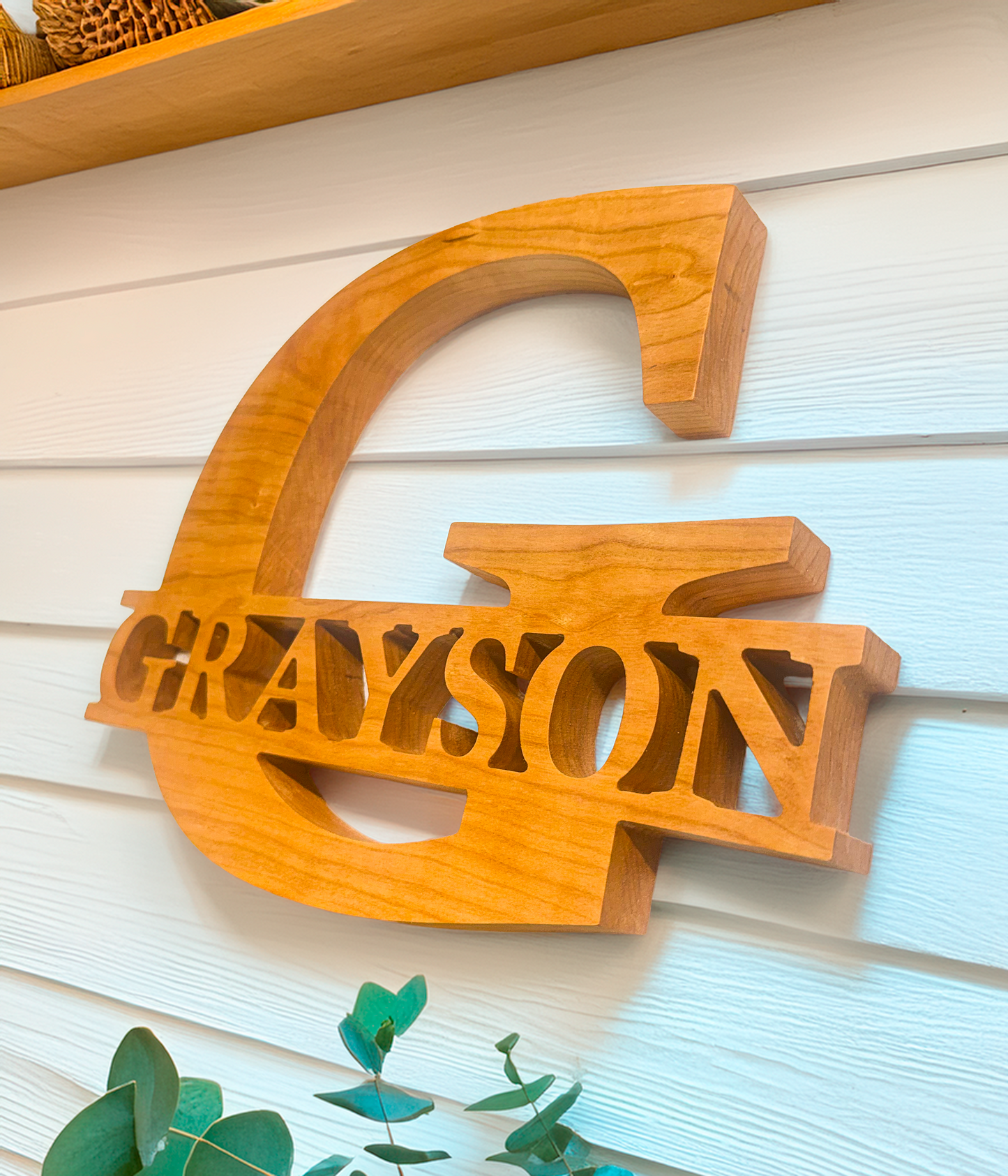 Personalized Cherry Wood Name Sign