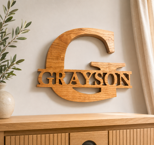 Personalized Cherry Wood Name Sign