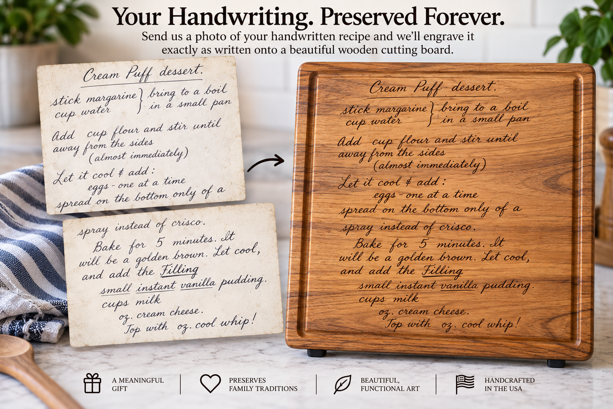 Personalized Handwritten Recipe Cutting Board