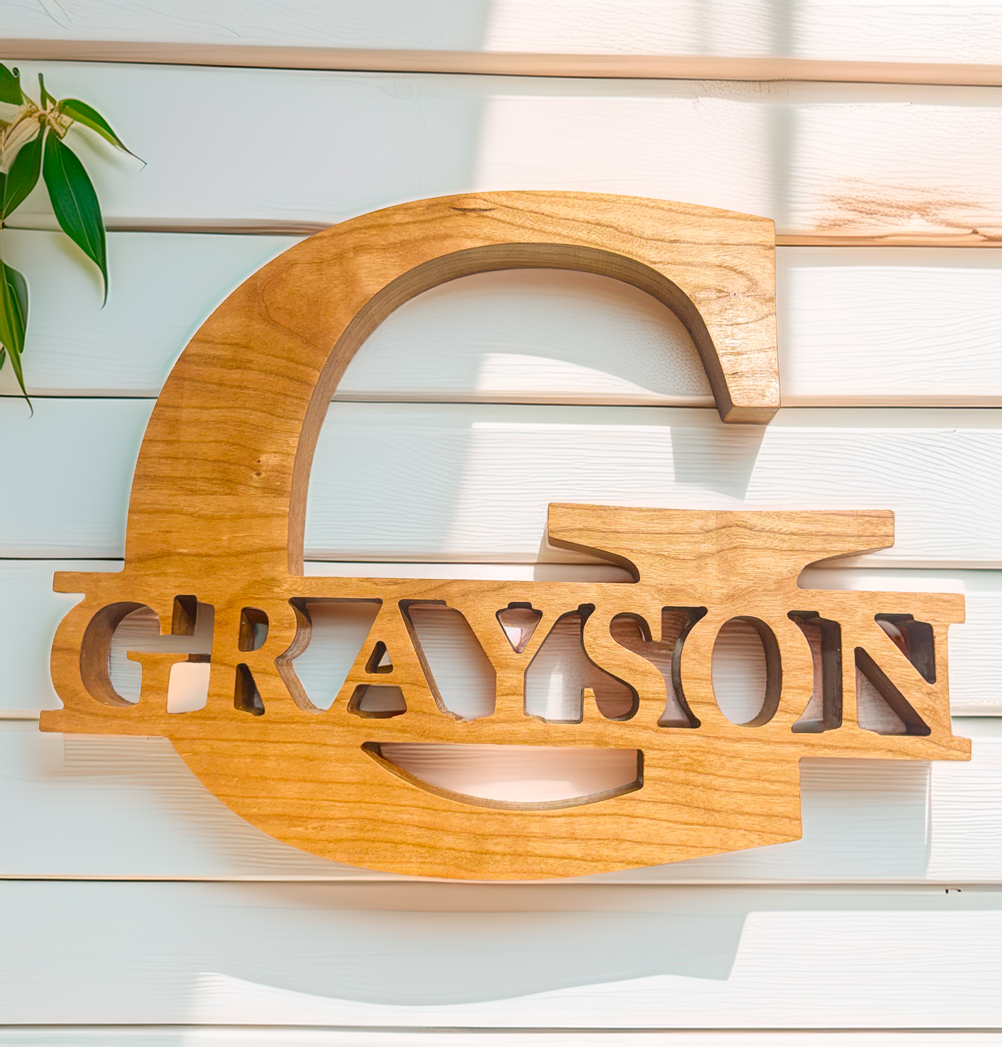 Personalized Cherry Wood Name Sign