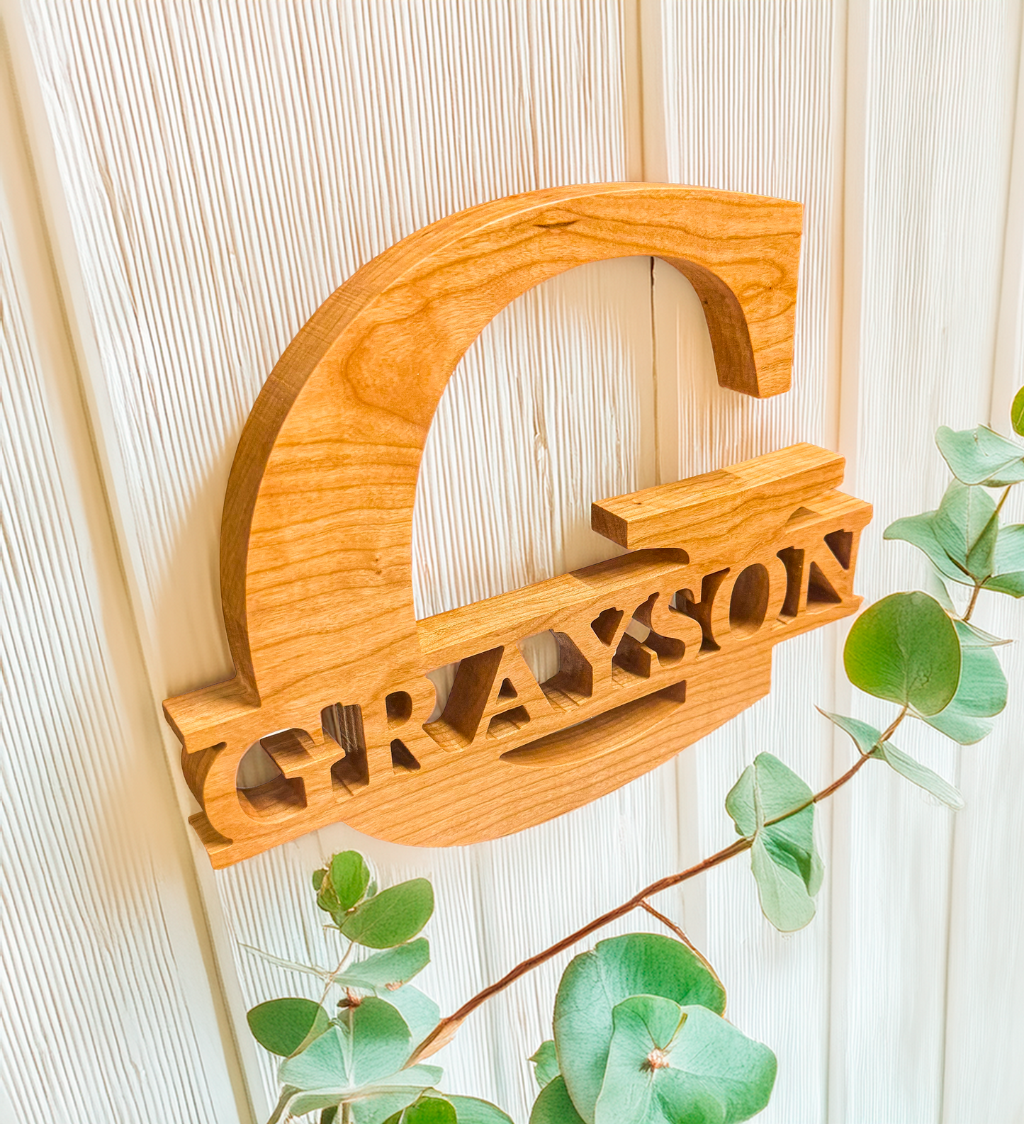 Personalized Cherry Wood Name Sign