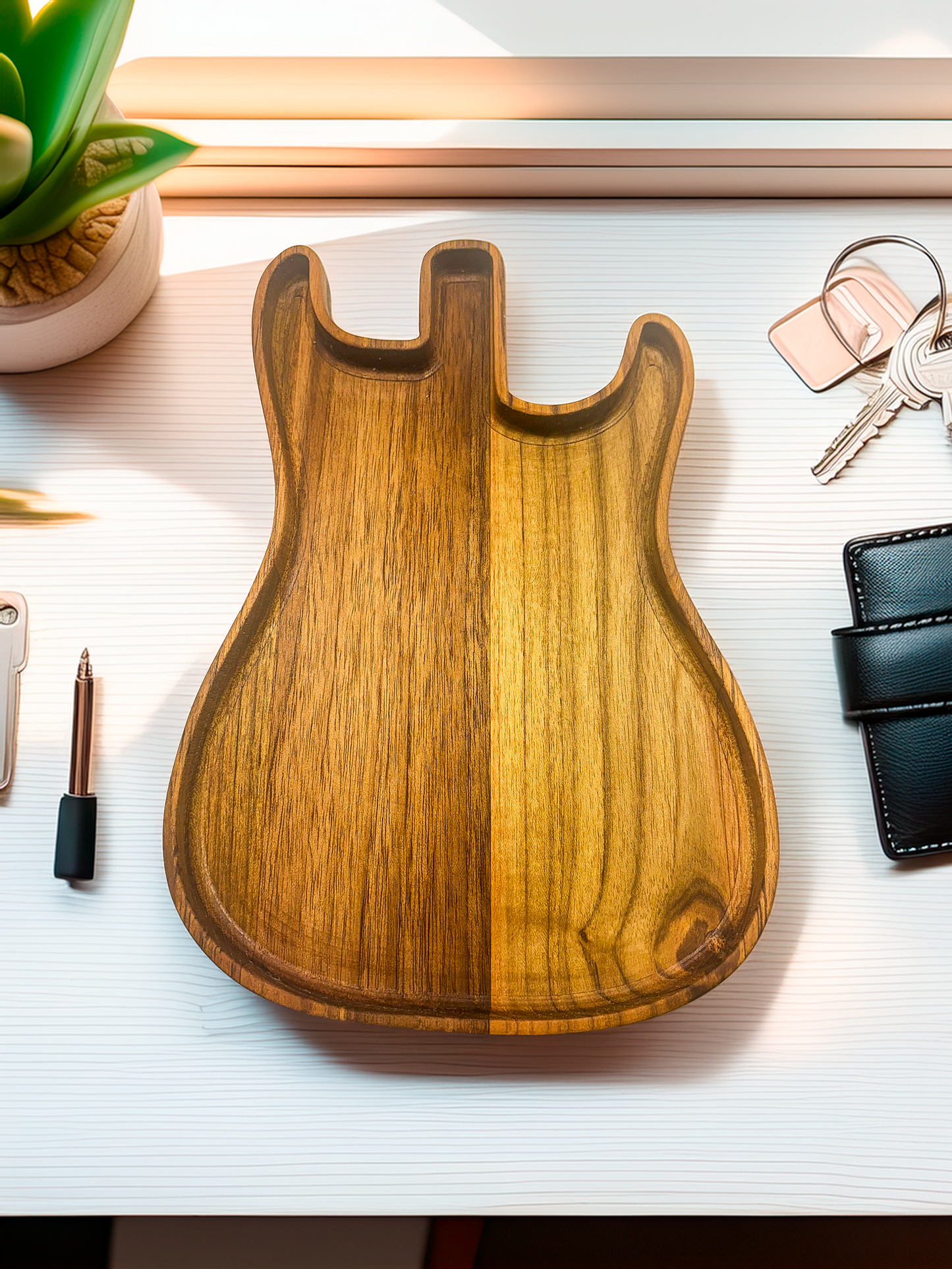 Personalized Teak Guitar Tray